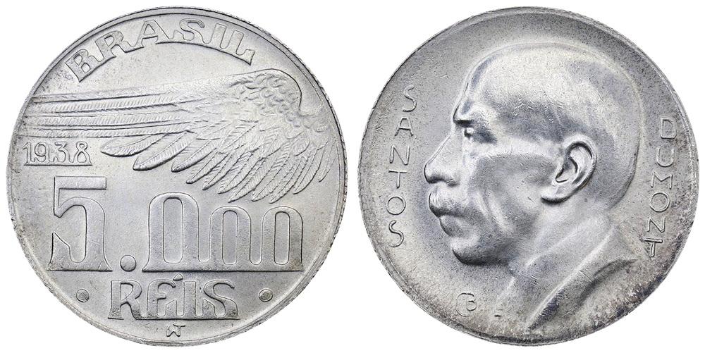 БРАЗИЛИЯ 5000 рейс 1938 Альберто Сантос-Дюмон. ННР UNC Det. (4QF901-0027)