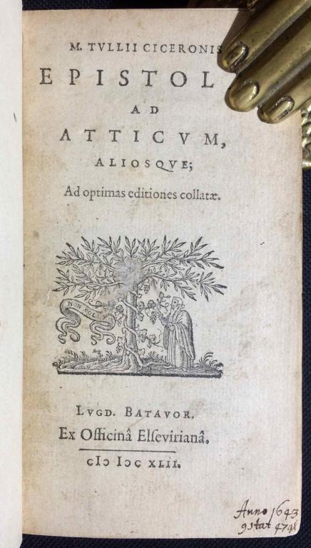 Цицерон. Письма к Аттику [Эльзевир], 1642 год.