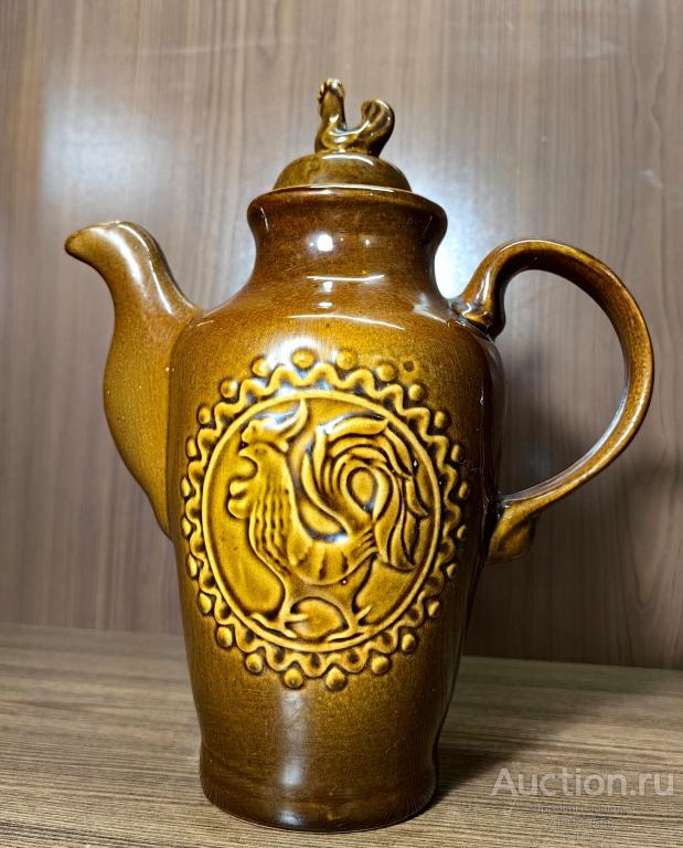Чайник Обливная керамика Петух курица большой высота 27 см СССР