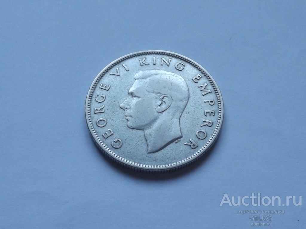 Новая Зеландия 1/2 кроны 1945 Серебро 500 Отличное СОСТОЯНИЕ!!! Детализация!!!! РЕДКАЯ!