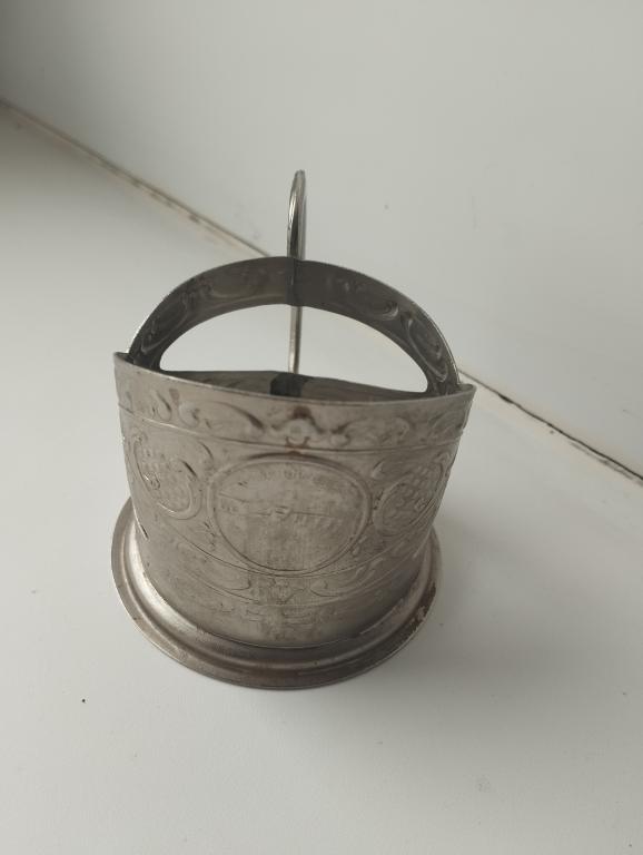 Подстаканник "Запорожье". Мельхиор. СССР. Клеймо МНЦ. Вольнянский завод им. Шевченко (ЗиШ).