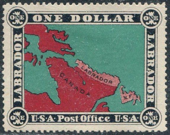 АРКТИКА 1907 Канада ЛАБРАДОР частная почта США локал 1 доллар карта * MLH