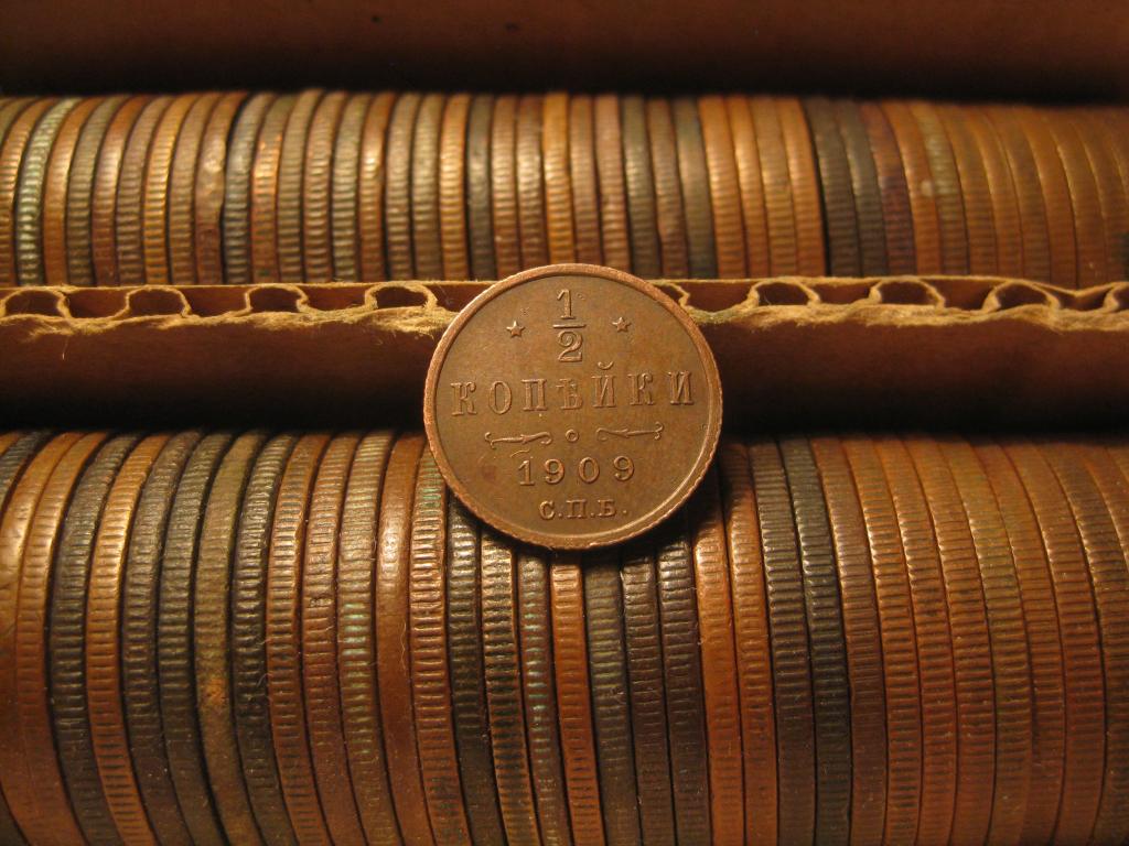 1/2 копейки 1909 г .Cупер сохран! До 1917 г.007