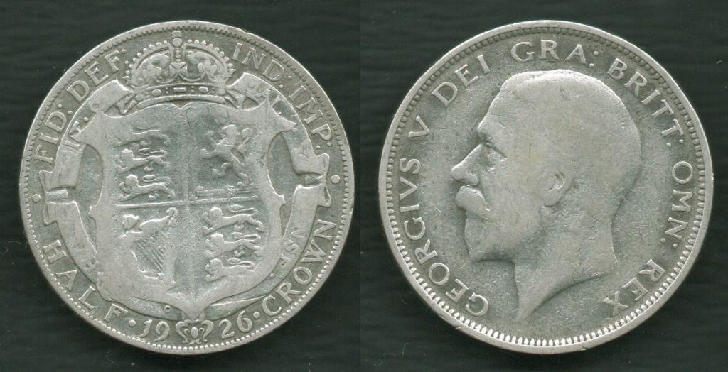 Великобритания, 1/2 кроны 1926. Серебро !