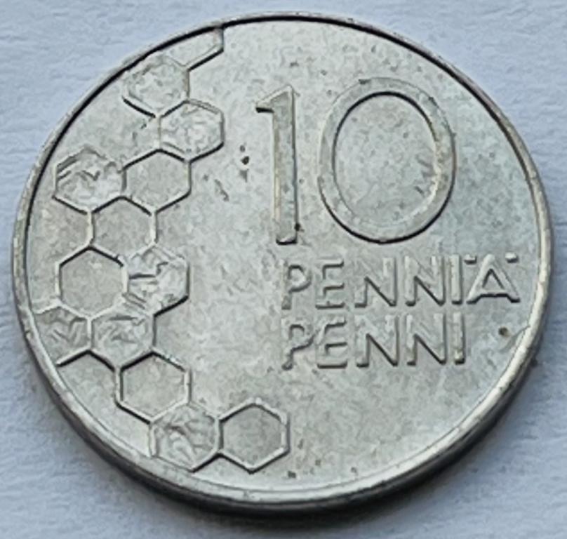 ФИНЛЯНДИЯ 10 ПЕННИ 1990 ГОД (А)