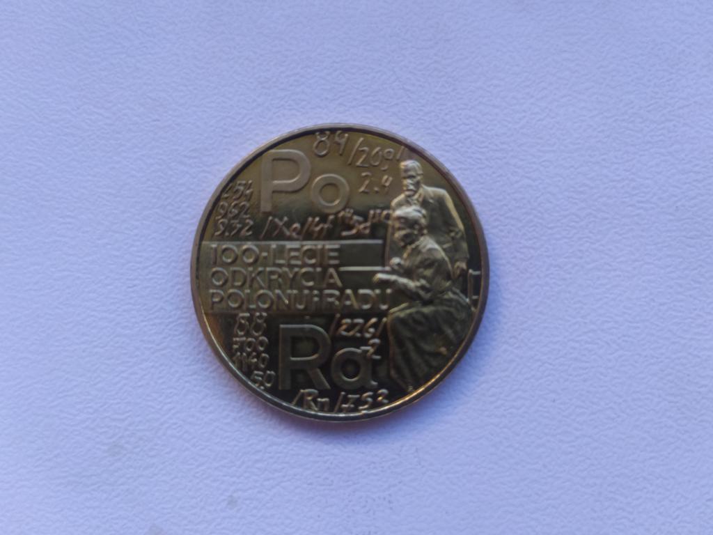 Польша 2 злотых, 1998 открытие полония и радия ОРИГИНАЛ