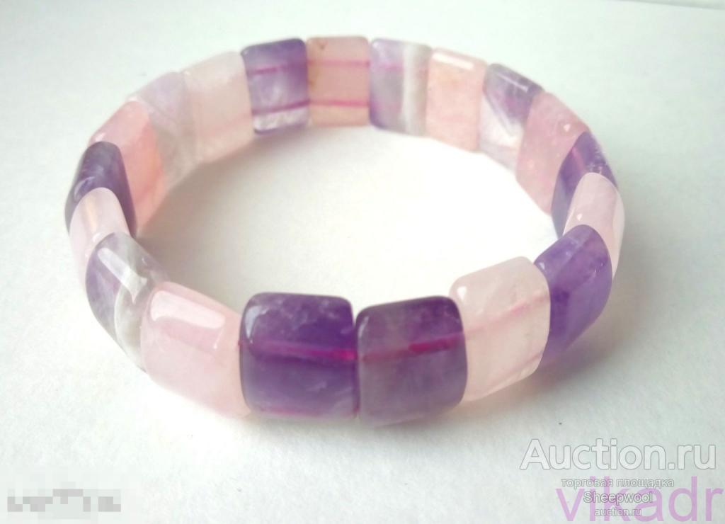 Браслет розовый кварц аметист