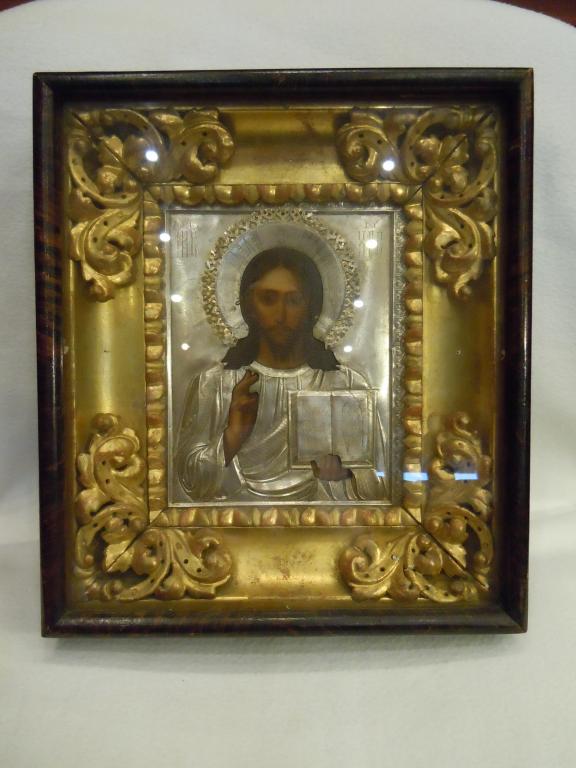 Икона "Господь Вседержитель" 1908г, серебряный оклад, 84 проба