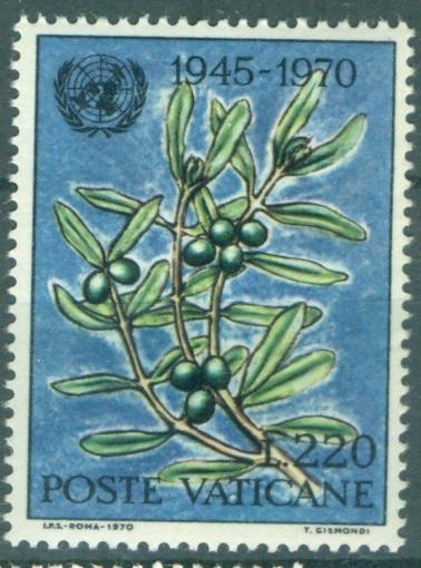 Ватикан 1970 г. 25-я годовщина ООН  негашеная **