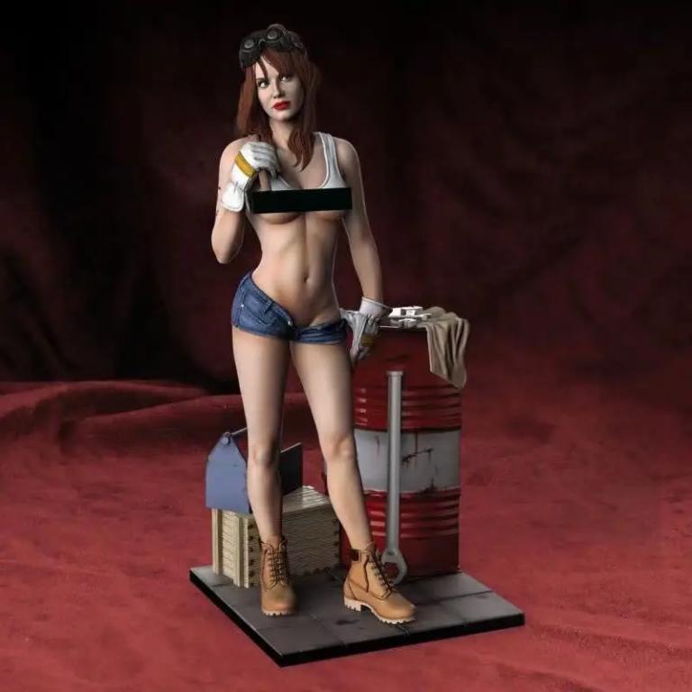 Фигурка 1:35 №156 диорама девушка автомеханик автомастерская моделизм смола