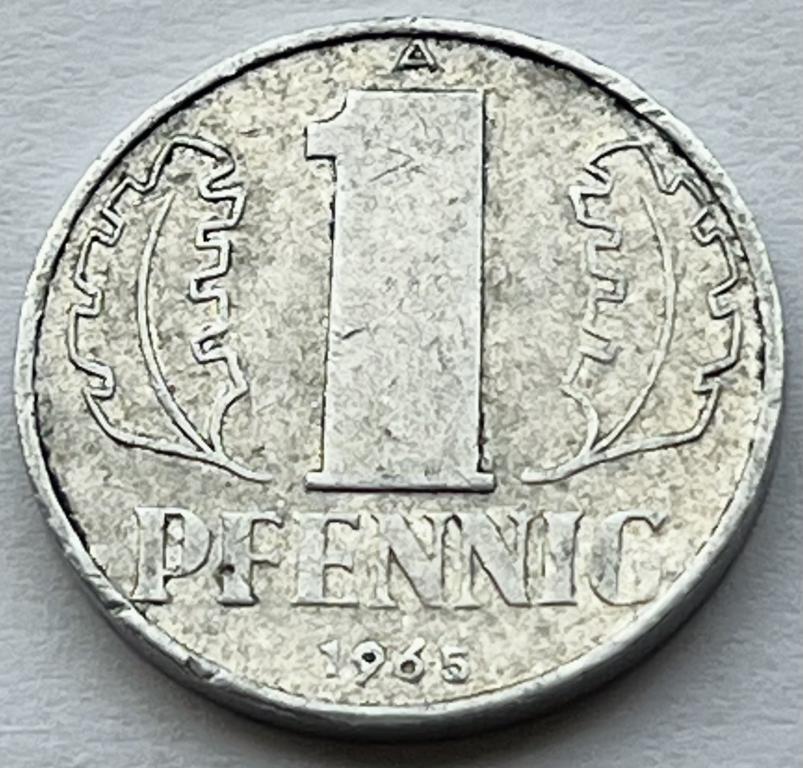 ГДР(ГЕРМАНИЯ) 1 ПФЕННИГ 1965 ГОД (А)