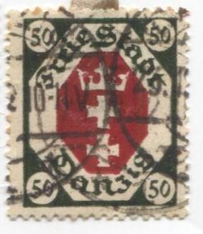 1921 Германия.Данциг.Стандарт Кресты из герба 50м. 1м.гаш