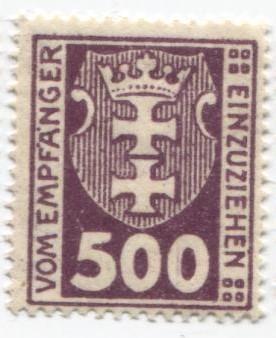 1923 Германия.Данциг.Портомарка 500. 1м.*