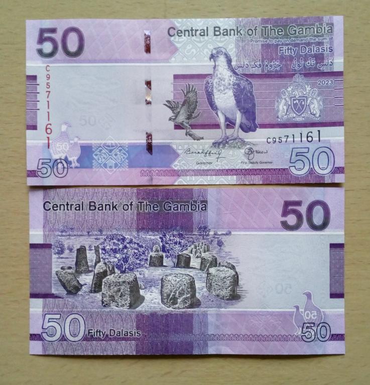 Гамбия 50 даласи 2023 год пресс unc