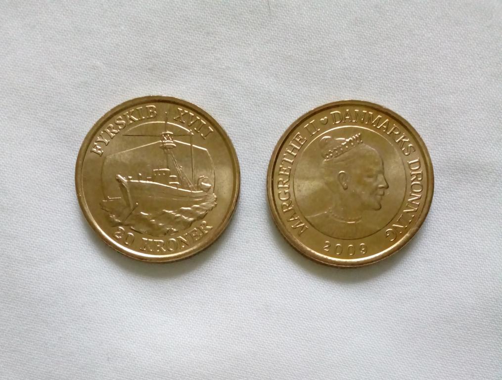 Дания 20 крон 2009 год мешковой ац Корабль