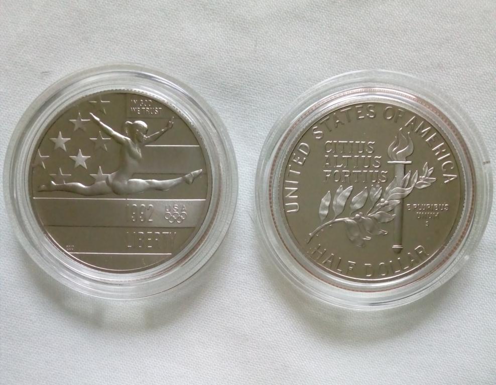 США 50 центов 1992 год никель пруф Гимнастка в капсуле