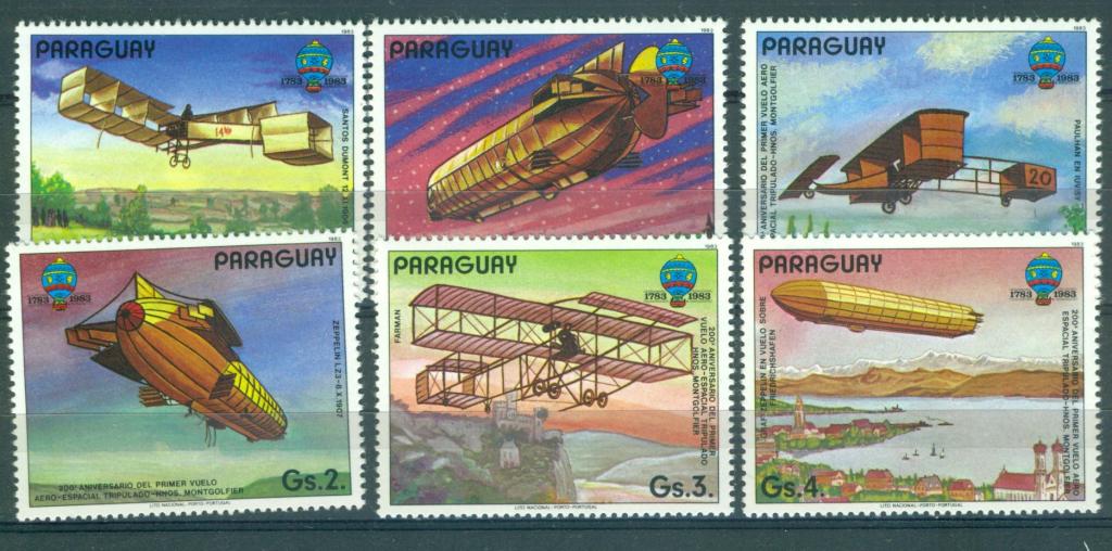Парагвай 1983 г. серия  История авиации Ретро Самолеты негашеная**