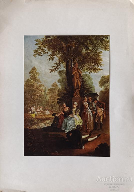 "Общество в Тиргартене" фототипия Daniel Nikolaus Chodowiecki 1900-е годы