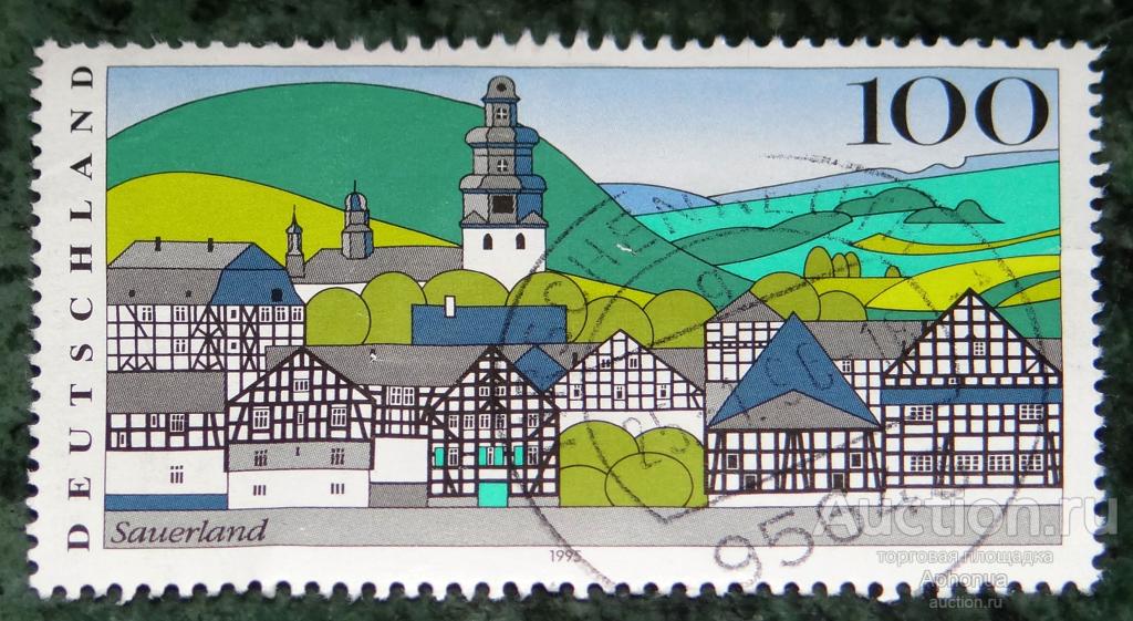 Марка почтовая гашение "Зауэрланд (Sauerland)" серия "Пейзажи Германии" Германия, 2021