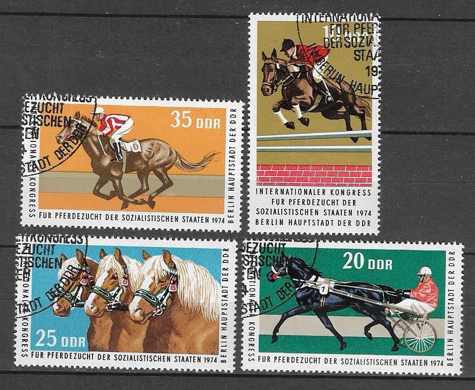 Германия (ГДР) 1974 г. Лошади Фауна Конный спорт, гаш.