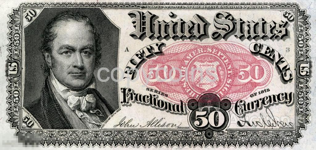 Б1973 50 центов 1863 США портрет Кроуфорда, копия