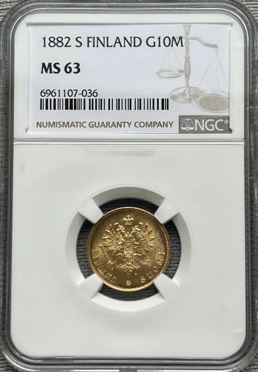 10 марок 1882 S NGC MS63