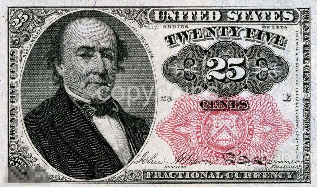 Б1972 25 центов 1874 США 5 выпуск, копия
