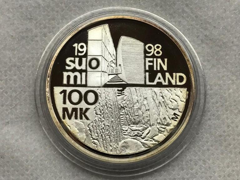 Финляндия 100 марок 1998 Серебро 100 лет со дня рождения Алвара Аалто ПРУФ