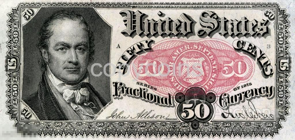 Б1973 50 центов 1863 США портрет Кроуфорда, копия