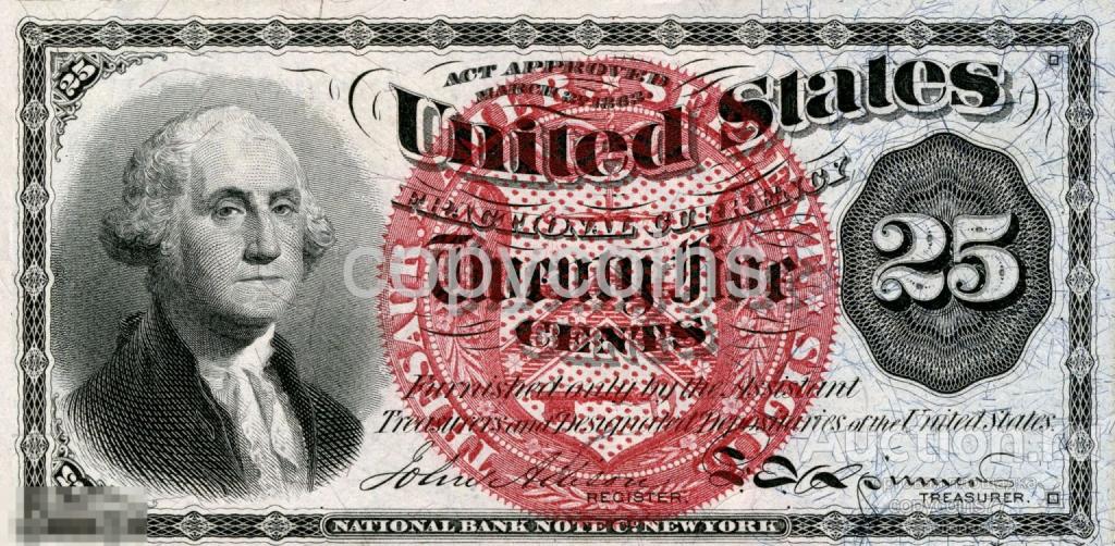 Б1933 25 центов 1863 США 4 выпуск, копия