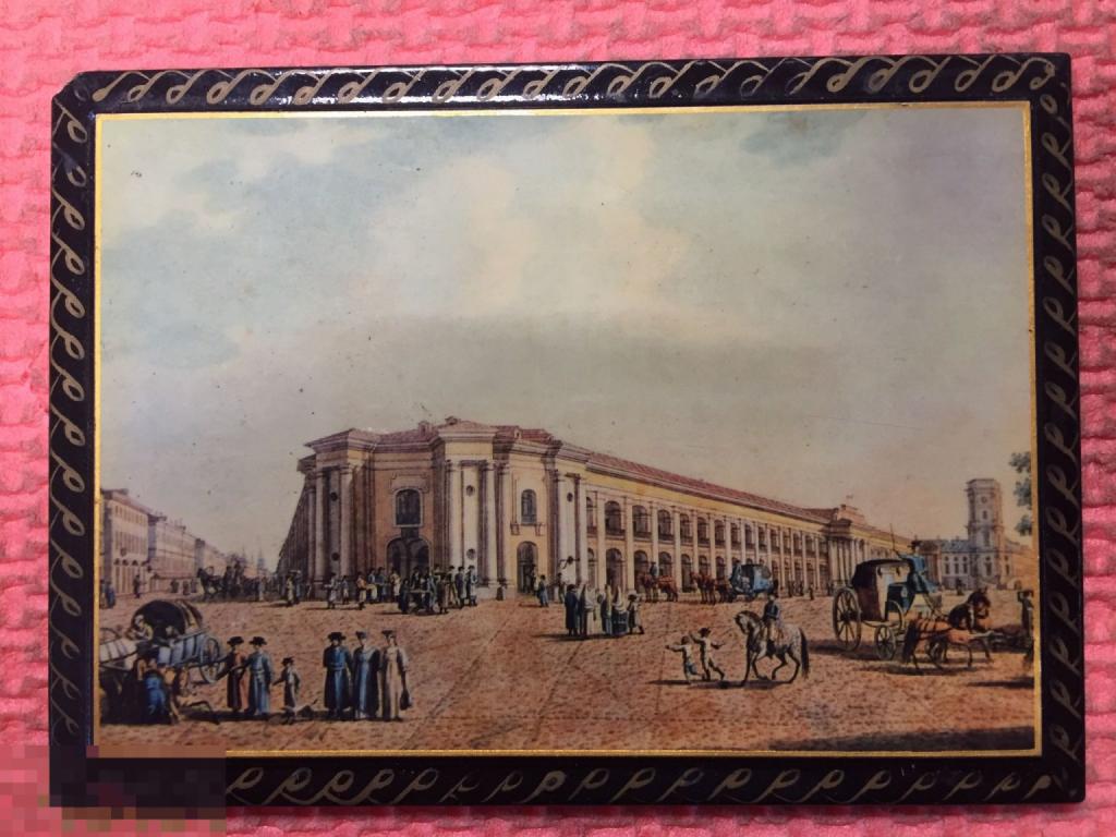 Крышка от деревянной шкатулки лаковая миниатюра 103х143 мм