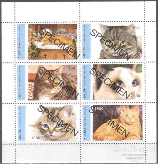 М4118 ✅ Фауна Домашние Животные Кошки Породы SPECIMEN 1996 Абхазия м/л **