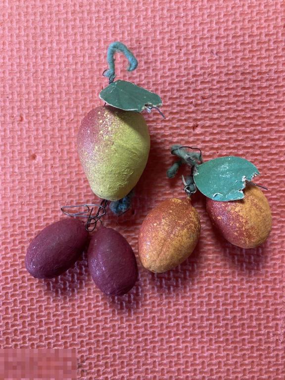 Папье-маше груша слива одним лотом СССР елеочная игрушка подвеска старенькая 