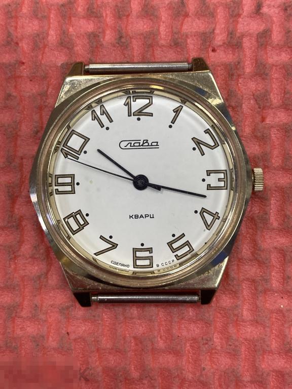 Часы Слава Кварц СССР позолоченные позолота AU на ходу Отличное состояние