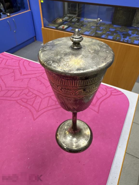фужер бокал кубок латунь серебрение высота 17,5 см диаметр 7,5 см ron hi yo silver