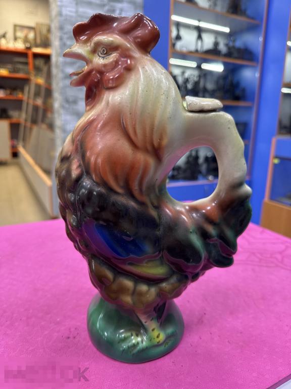Фаянсовый фаянс керамика графин Кувшин Петух КСФ Кировский высота 28 см склейка язык