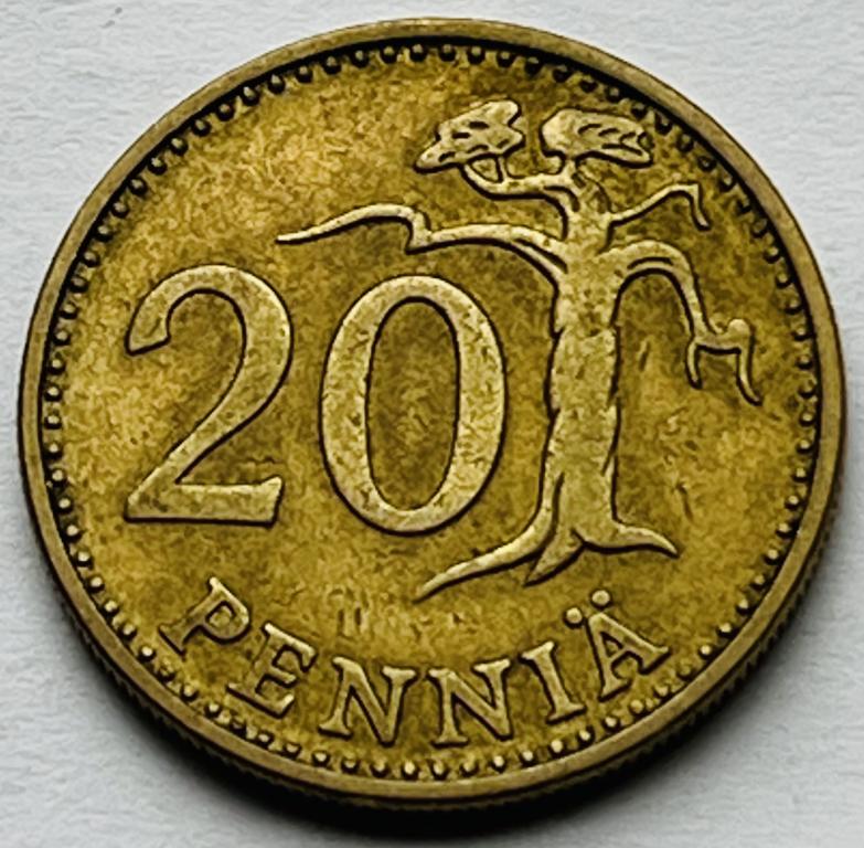 ФИНЛЯНДИЯ 20 ПЕННИ 1963 ГОД (А)