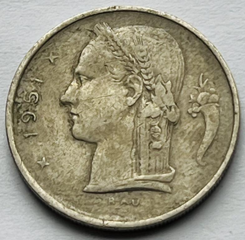 БЕЛЬГИЯ 1 ФРАНК 1951 ГОД (А 1)