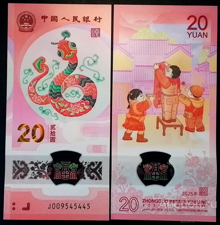 Китай 20 юаней 2025 года. Год Змеи. UNC полимер