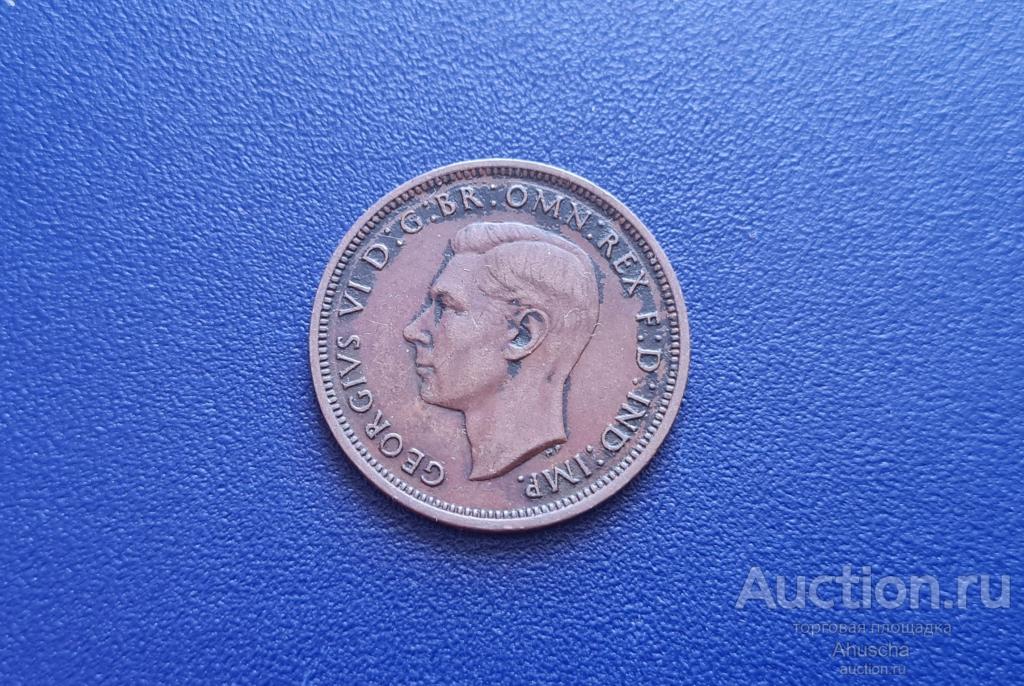Великобритания - GEORG VI - 1/2 пенни 1938 год.