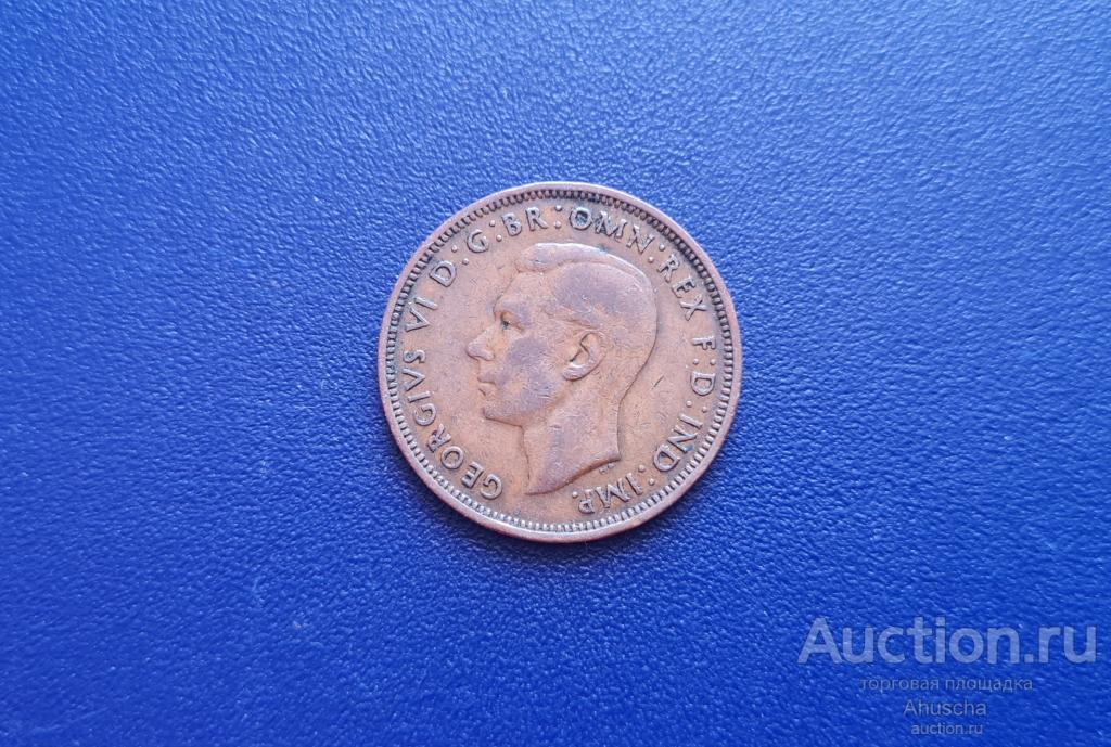 Великобритания - GEORG VI - 1/2 пенни 1944 год.