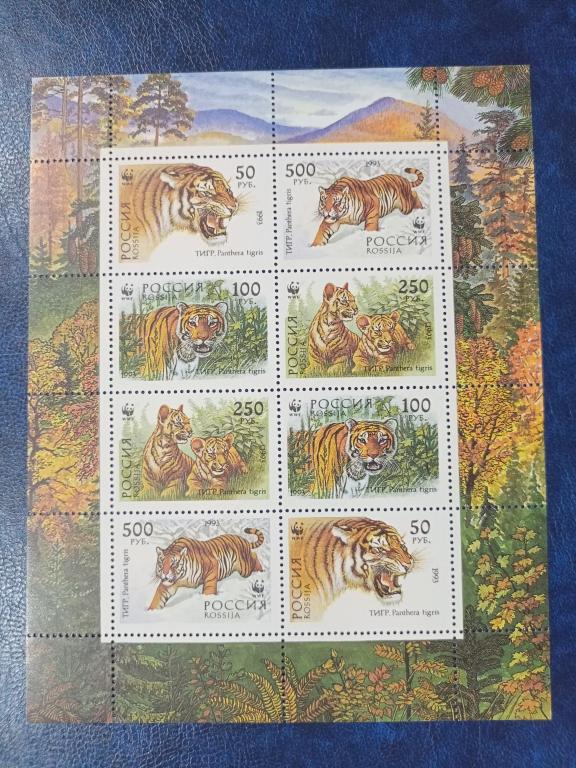 Россия 1993 г. тигры лист MNH
