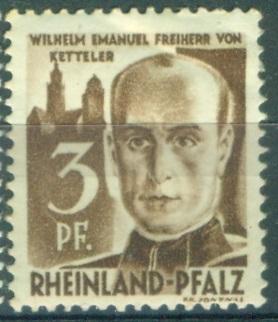 Германия Рейнланд-Пфальц (Французская зона оккуп.) 1947 г. знаменитые люди чистая*(клей, наклейка)