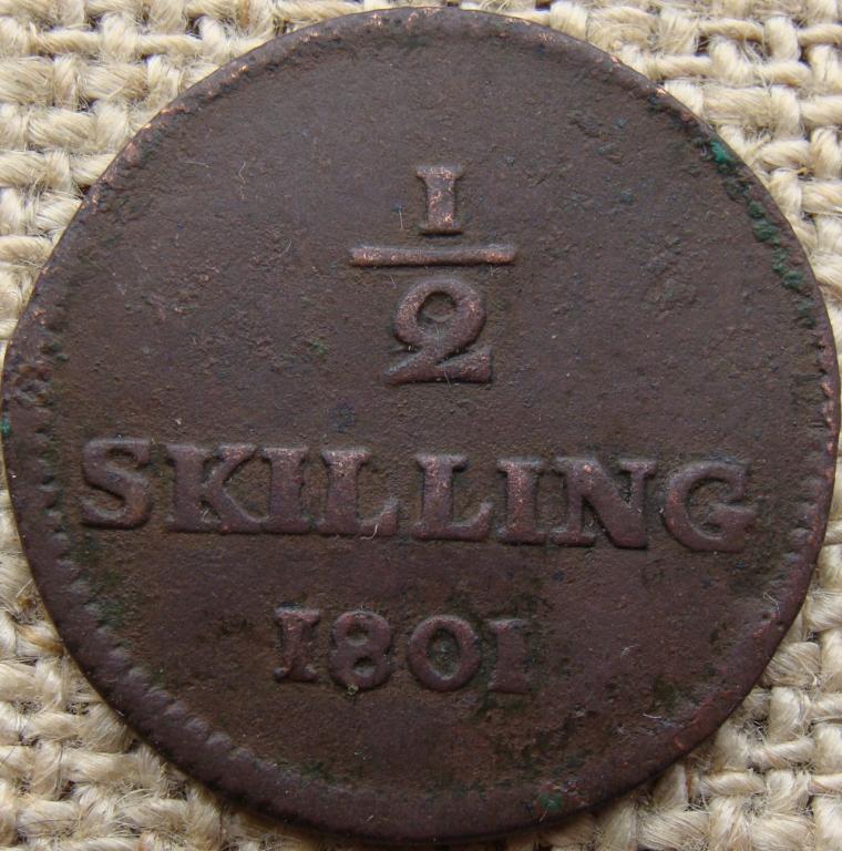Швеция 1/2 скиллинга 1801 год. Густав IV Адольф