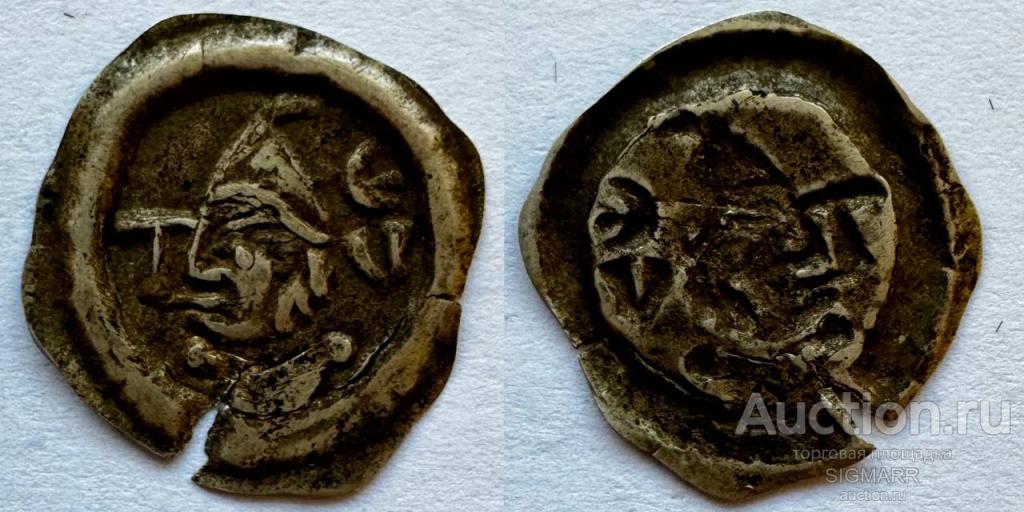 Денар Брактеат Германские Княжества владение Тинген 1350 - 1400 г.