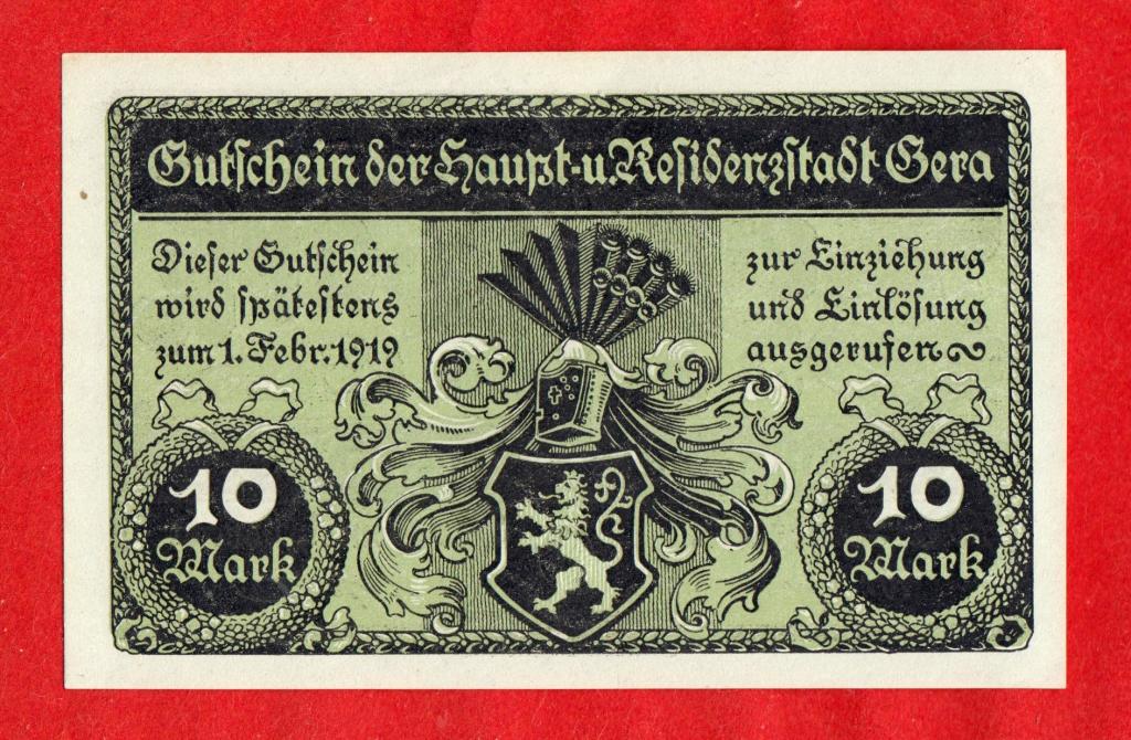 Германия, Гера - Gera, городской выпуск, гроссгельд, 10 марок, 1918, UNC, 21160