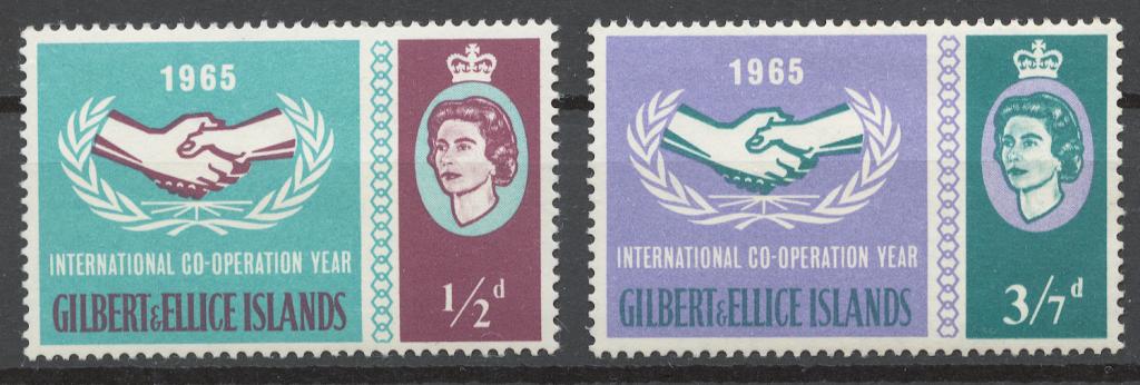Гилберта и Эллис о-ва 1965 Mi# 99-100* ГОД СОТРУДНИЧЕСТВА