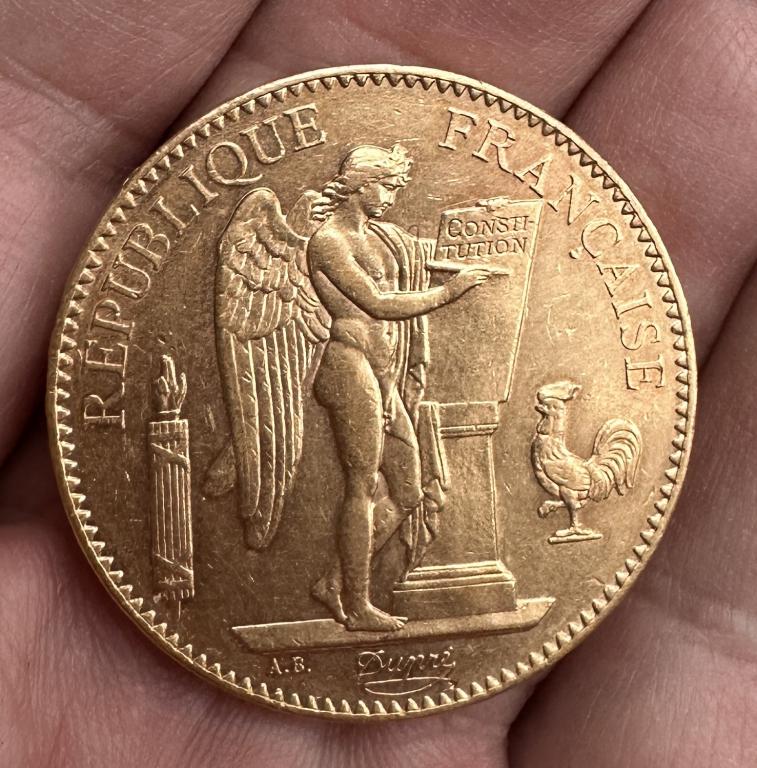 100 ФРАНКОВ 1882 ФРАНЦИЯ АНГЕЛ, ОТЛИЧНОЕ СОСТОЯНИЕ ШТЕМПЕЛЬНЫЙ БЛЕСК, РЕДКАЯ