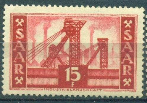 Саар 1955 г. Французская оккупация Промышленность Шахта  негашеная* (Клей, наклейка)