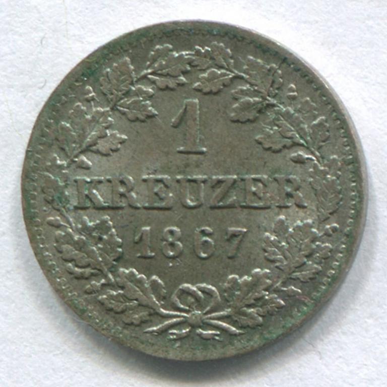 ГЕРМАНИЯ/БАВАРИЯ 1 КРЕЙЦЕР 1867 UNC
